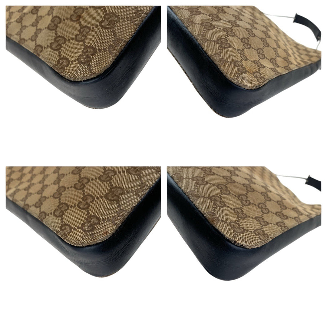 GUCCI Shoulder Bag 001 3181 GG canvas, leather Brown Silver Metal Women Used Authentic