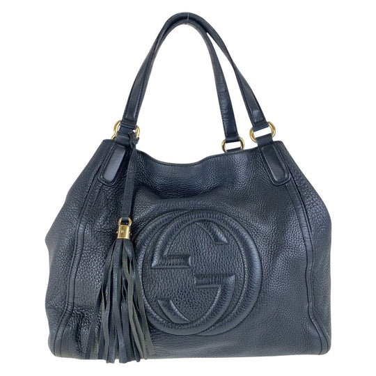 GUCCI Shoulder Bag 282309 leather Black SilverMetal Shoulder Bag Soho Women Used Authentic