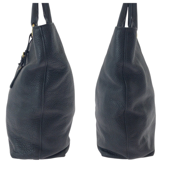PRADA Shoulder Bag BN1713 leather Black Gold Metal Shoulder Bag Tote Bag 2way Vitterodino logo Women Used Authentic