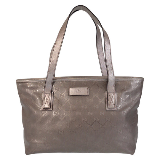 GUCCI Tote Bag 211138 PVC, Leather gray Tote Bag Shoulder Bag GG implementation Women Used Authentic