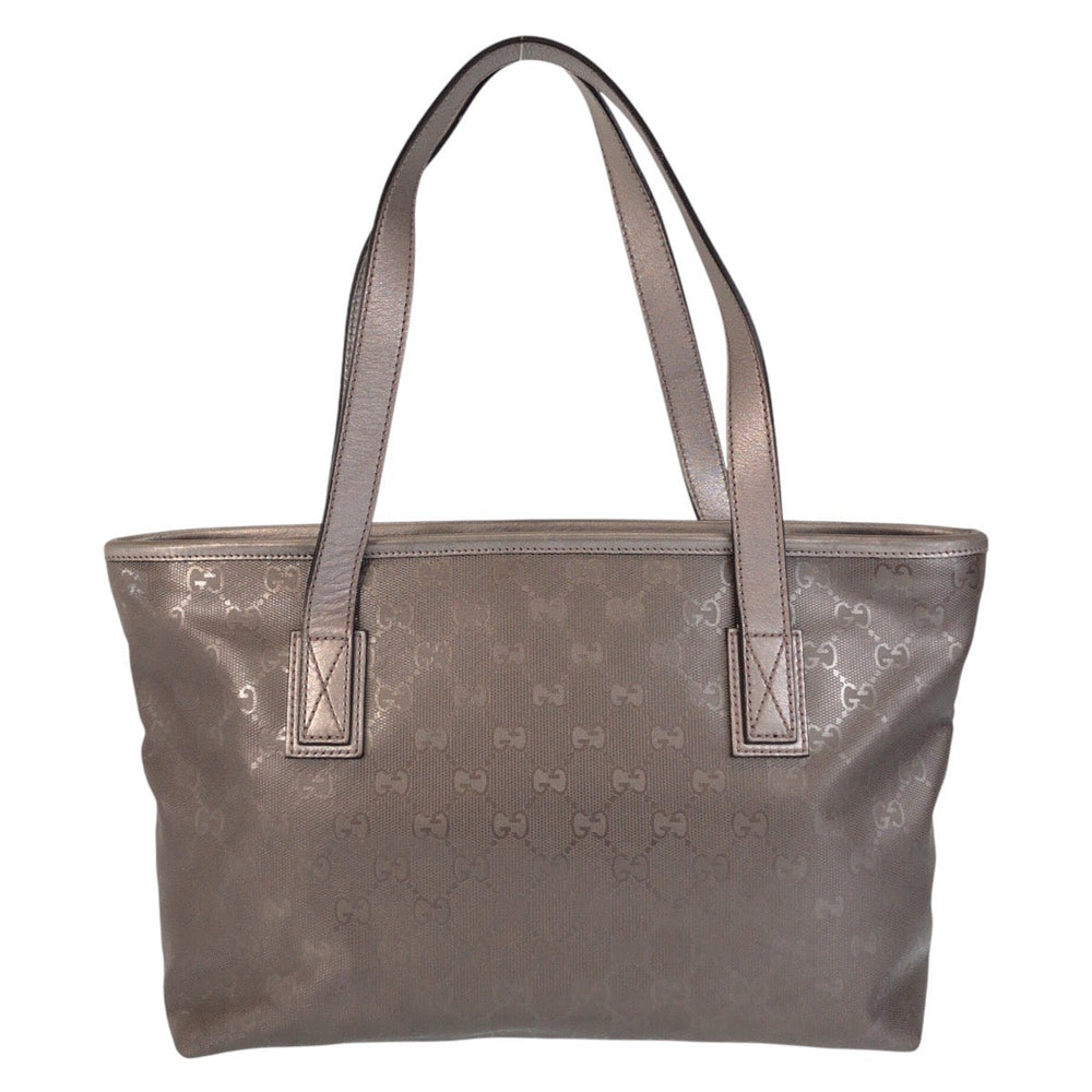 GUCCI Tote Bag 211138 PVC, Leather gray Tote Bag Shoulder Bag GG implementation Women Used Authentic
