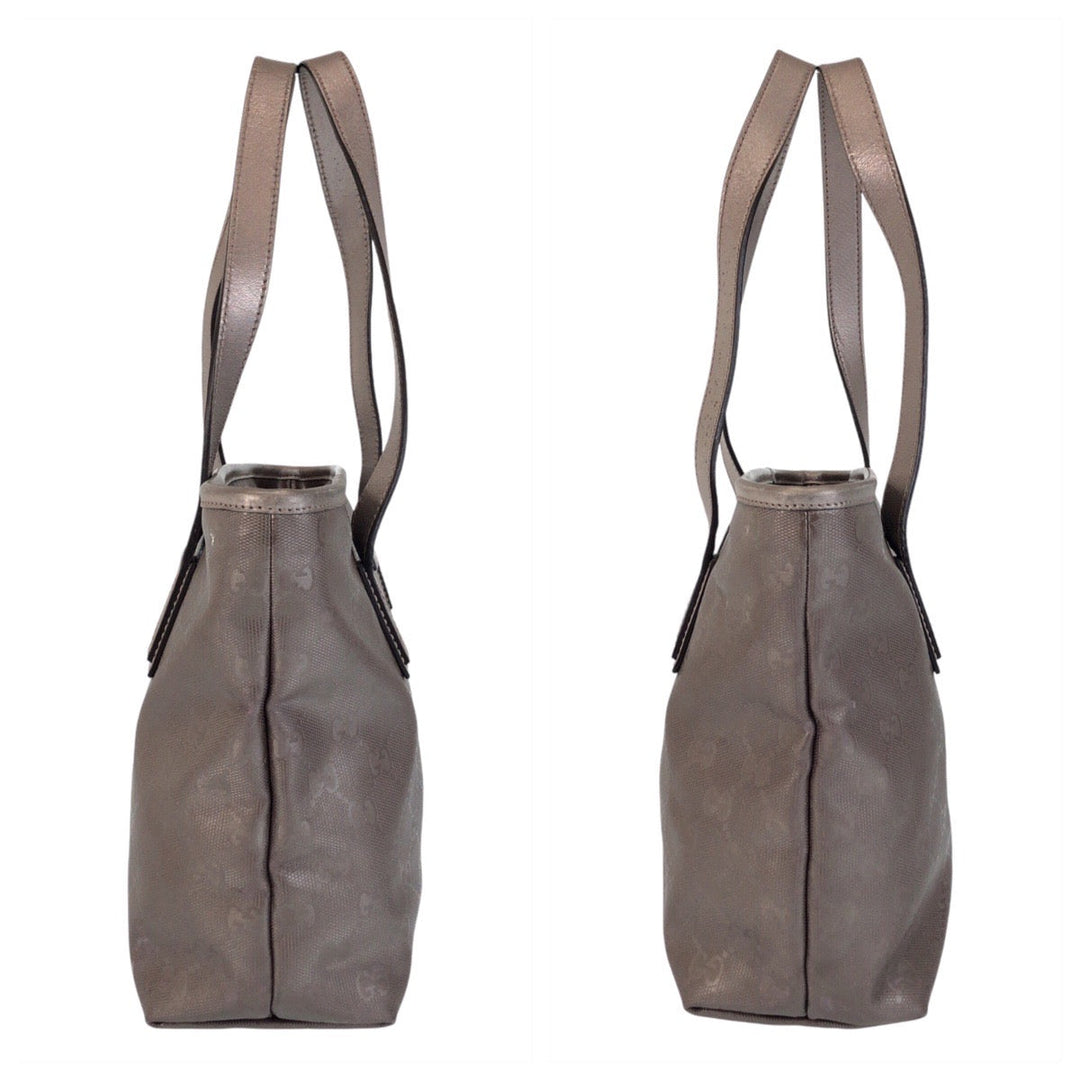 GUCCI Tote Bag 211138 PVC, Leather gray Tote Bag Shoulder Bag GG implementation Women Used Authentic