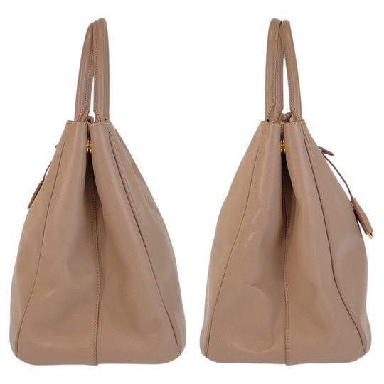 PRADA Handbag leather Pink Beige Gold Metal Safiano Women Used Authentic