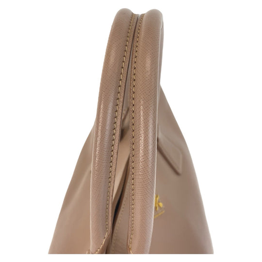 PRADA Handbag leather Pink Beige Gold Metal Safiano Women Used Authentic