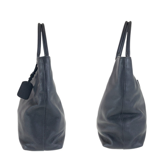 PRADA Tote Bag leather Black SilverMetal Tote Bag Shoulder Bag 2way Vittero Dyno Triangle With logo Women Used Authentic