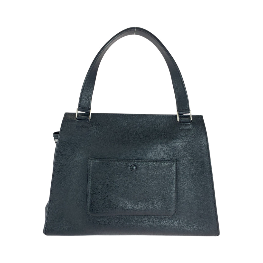 CELINE Tote Bag leather Black Gold Metal Tote Bag handbag Edge Women Used Authentic