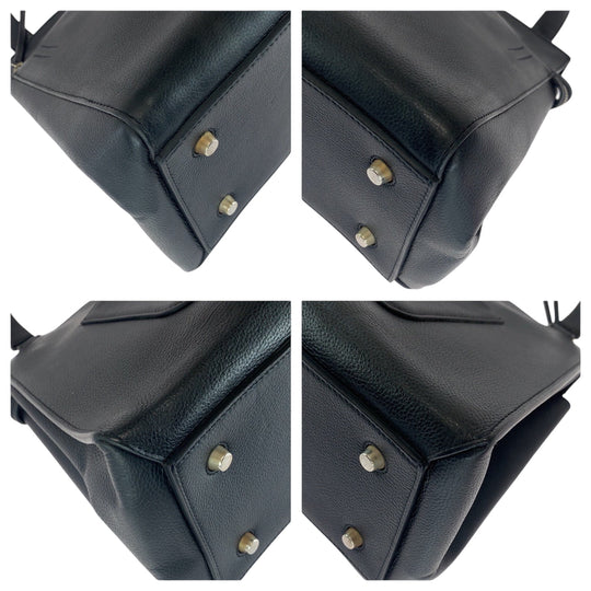 CELINE Tote Bag leather Black Gold Metal Tote Bag handbag Edge Women Used Authentic