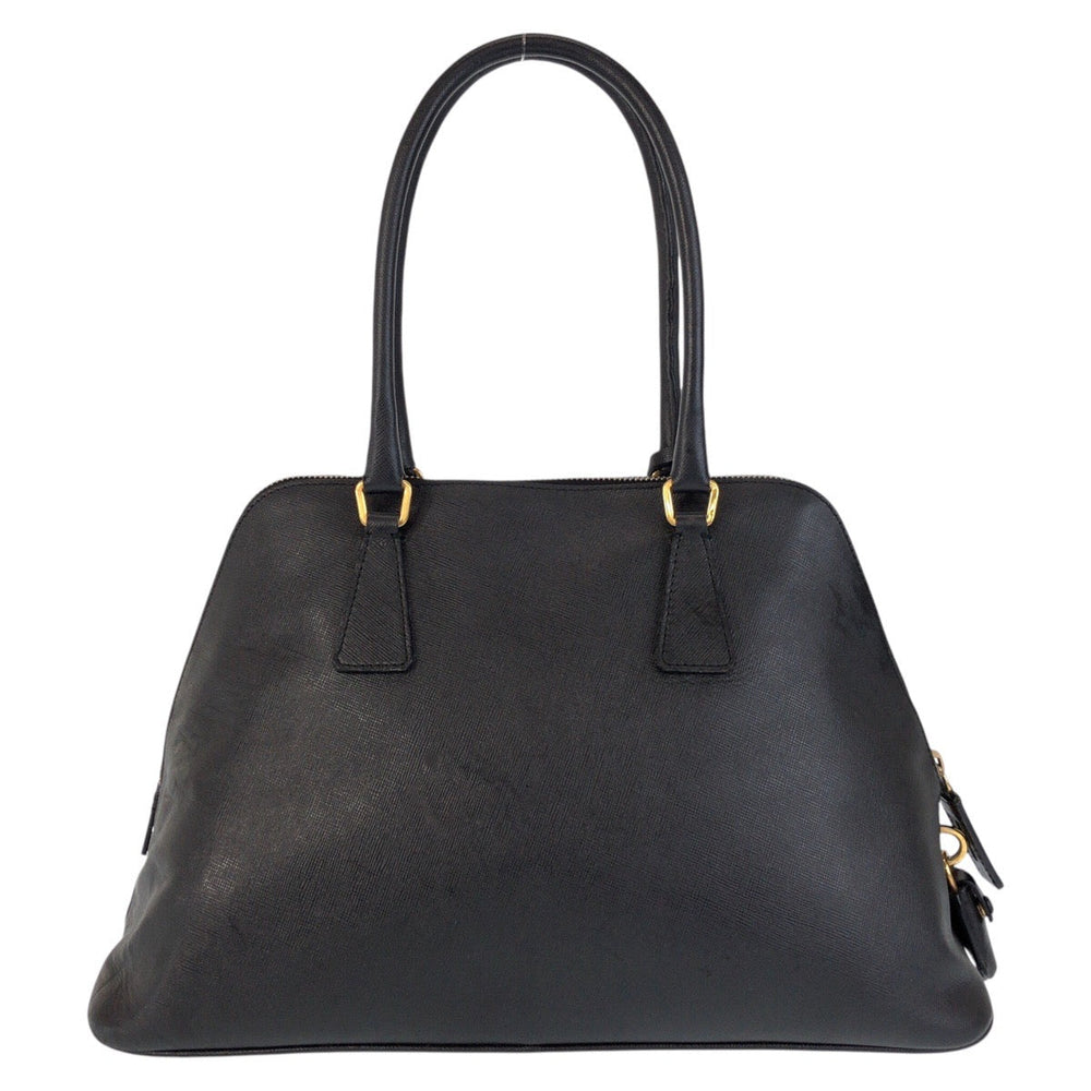 PRADA Handbag leather black Handbag Shoulder Bag Safiano Women Used Authentic