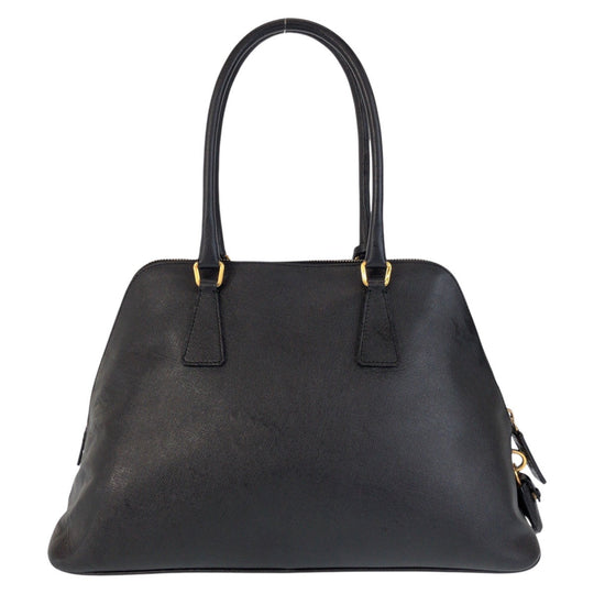 PRADA Handbag leather black Handbag Shoulder Bag Safiano Women Used Authentic