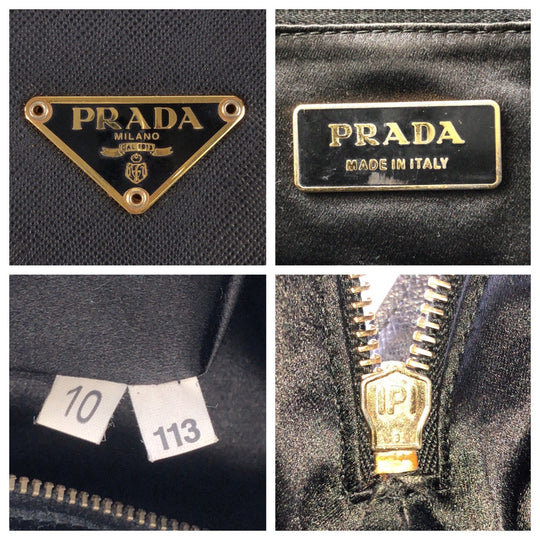 PRADA Handbag leather black Handbag Shoulder Bag Safiano Women Used Authentic