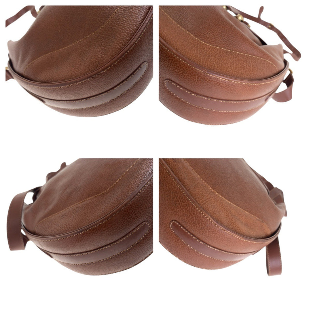 GUCCI Shoulder Bag leather Brown Old Gucci Horsebit Women Used Authentic