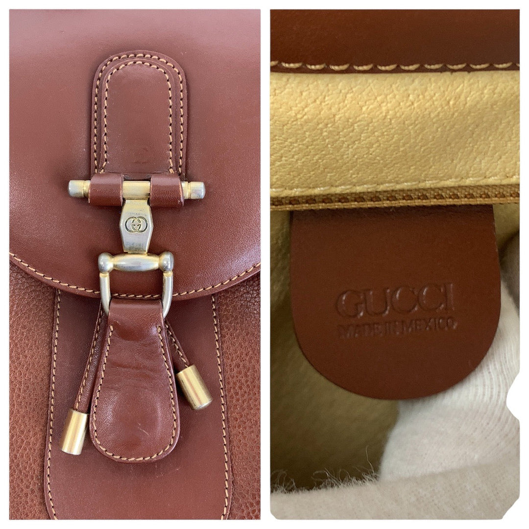 GUCCI Shoulder Bag leather Brown Old Gucci Horsebit Women Used Authentic