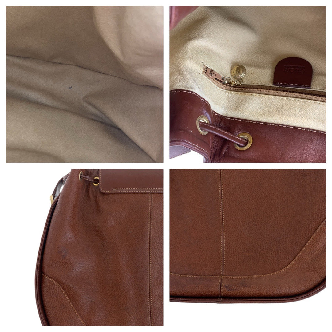 GUCCI Shoulder Bag leather Brown Old Gucci Horsebit Women Used Authentic