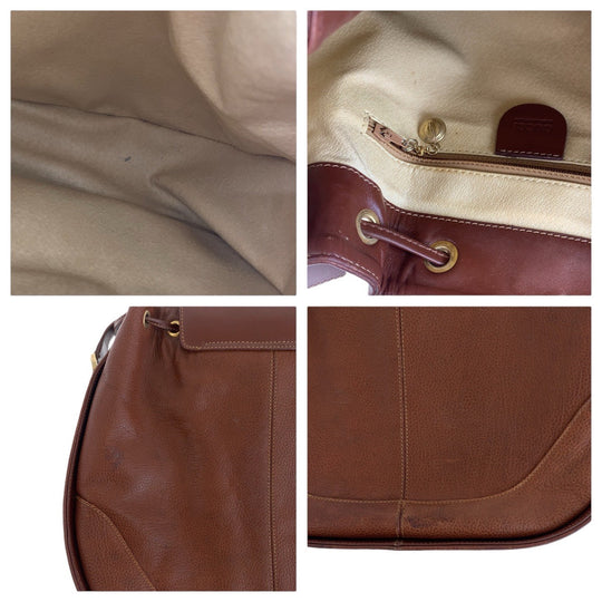 GUCCI Shoulder Bag leather Brown Old Gucci Horsebit Women Used Authentic