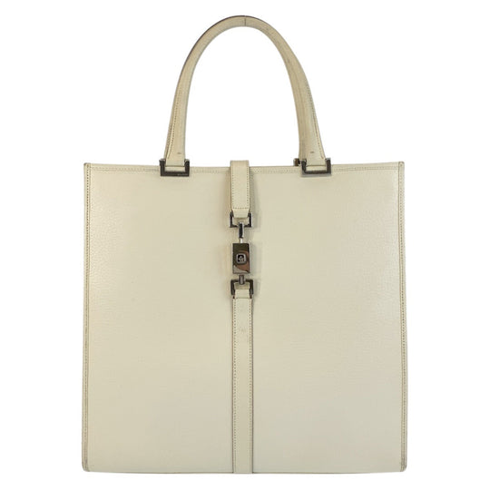 GUCCI Tote Bag 002 1064 leather White Ivory SilverMetal Tote Bag Shoulder Bag Jackie Women Used Authentic