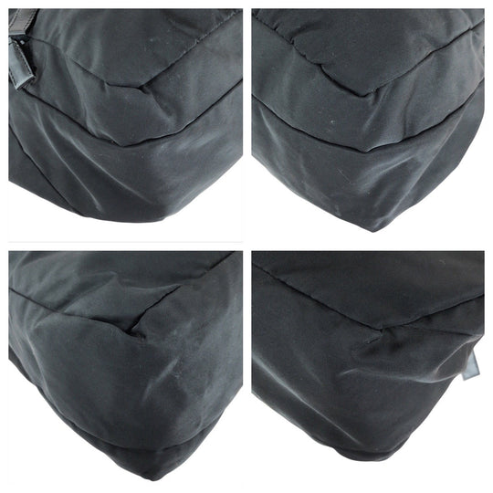 PRADA Shoulder Bag Nylon Black SilverMetal Shoulder Bag Messenger bag Test Triangle With logo Women Used Authentic