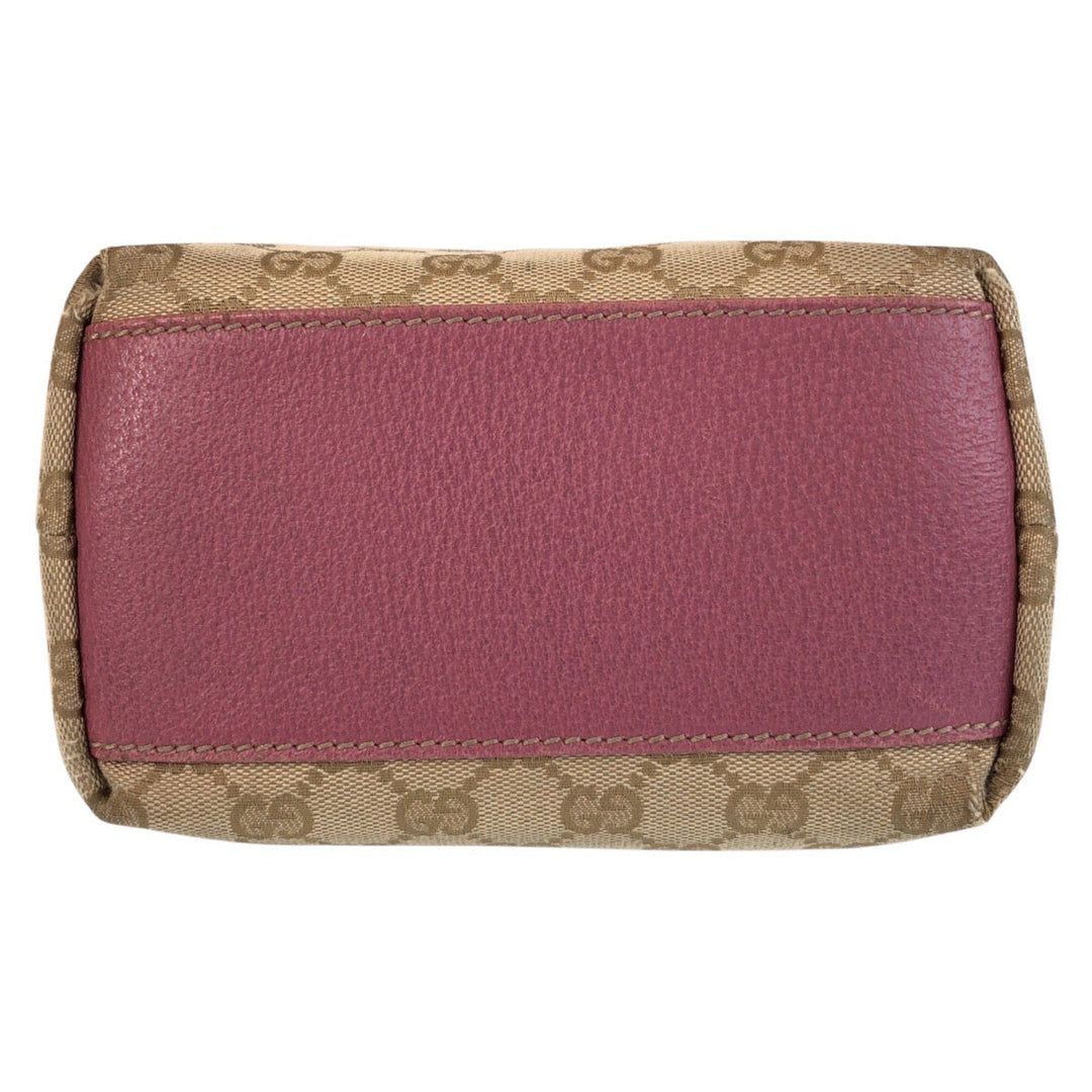 GUCCI Tote Bag 153361 GG canvas, leather Beige Pink Gold Metal Tote Bag Shoulder Bag Women Used Authentic