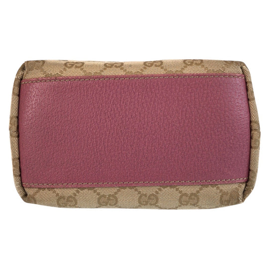 GUCCI Tote Bag 153361 GG canvas, leather Beige Pink Gold Metal Tote Bag Shoulder Bag Women Used Authentic