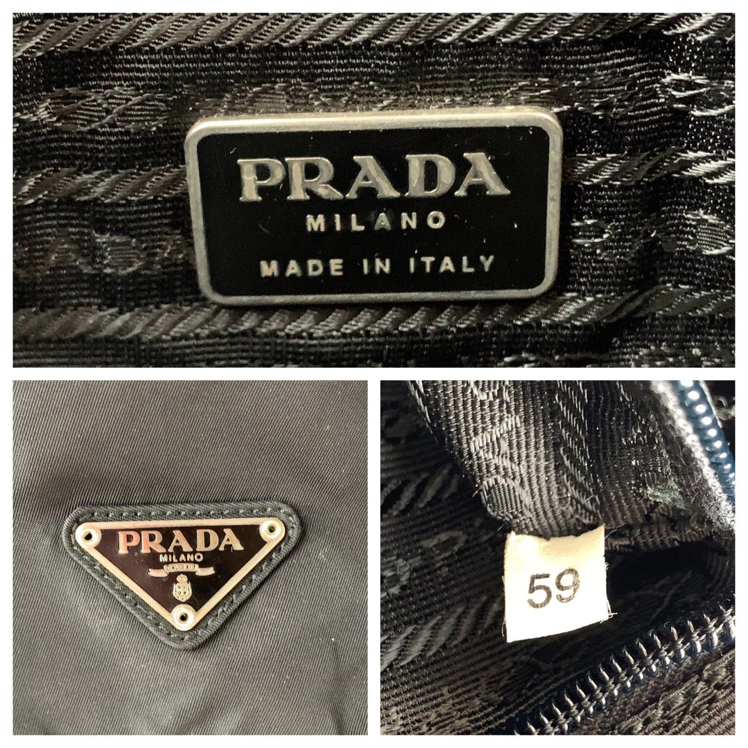 PRADA Shoulder Bag Nylon black Shoulder Bag Messenger Bag Unisex Test Triangle With logo mens Used Authentic