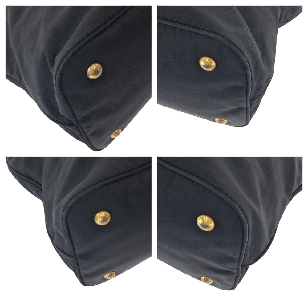PRADA Tote Bag BN1902 Nylon Black Gold Metal Tote Bag Shoulder Bag Test logo Women Used Authentic