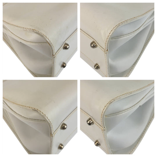 GUCCI Handbag 00020460301 leather White SilverMetal Handbag Women Used Authentic