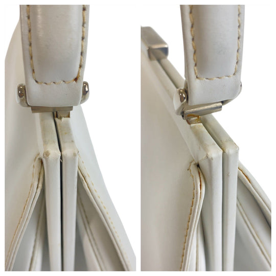 GUCCI Handbag 00020460301 leather White SilverMetal Handbag Women Used Authentic