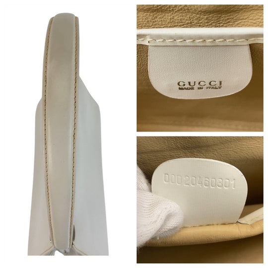 GUCCI Handbag 00020460301 leather White SilverMetal Handbag Women Used Authentic