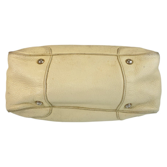 PRADA Handbag leather Ivory Cream SilverMetal Handbag Shoulder Bag 2way Women Used Authentic