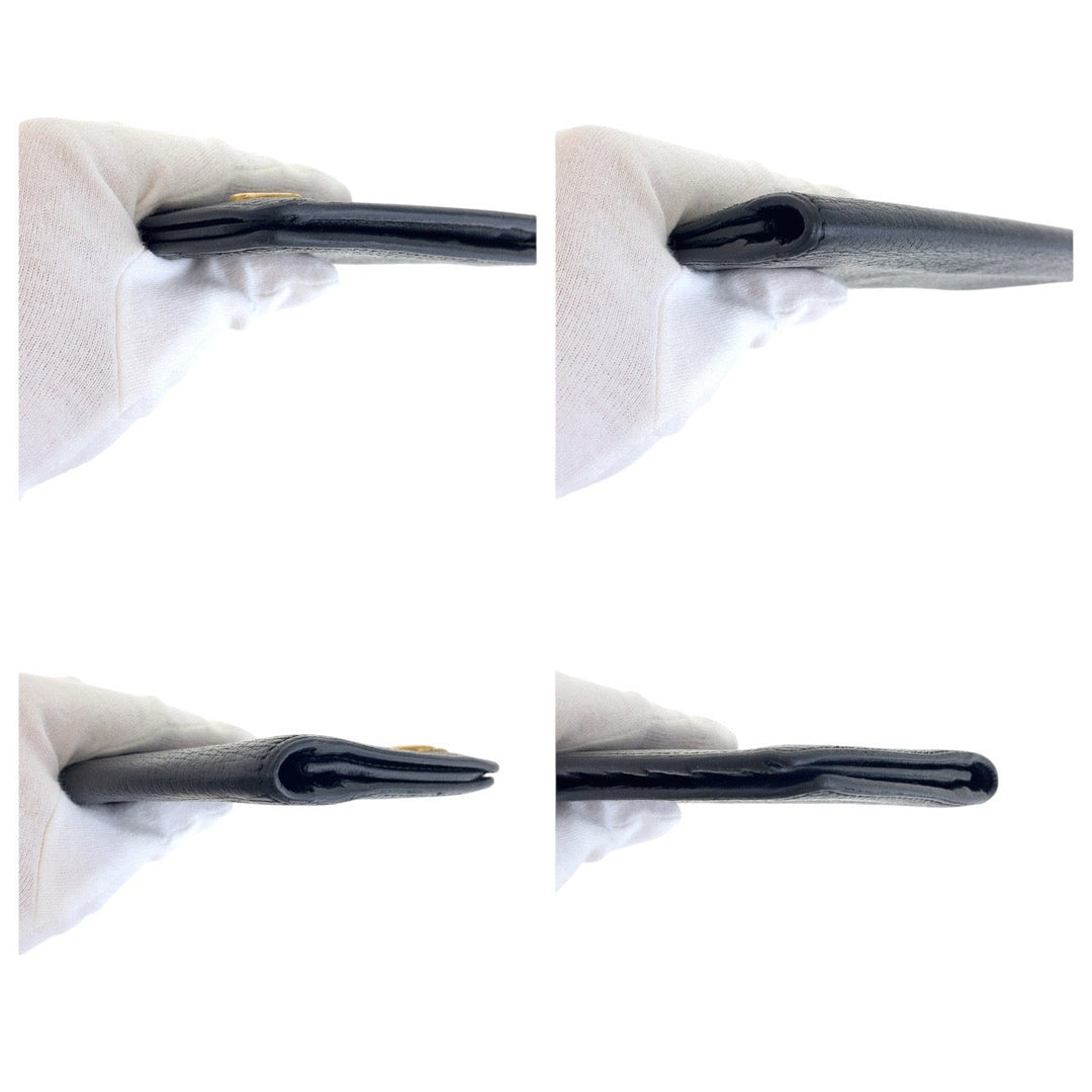 GUCCI Long Wallet Purse 459133 leather Black GoldMetal GG Marmont