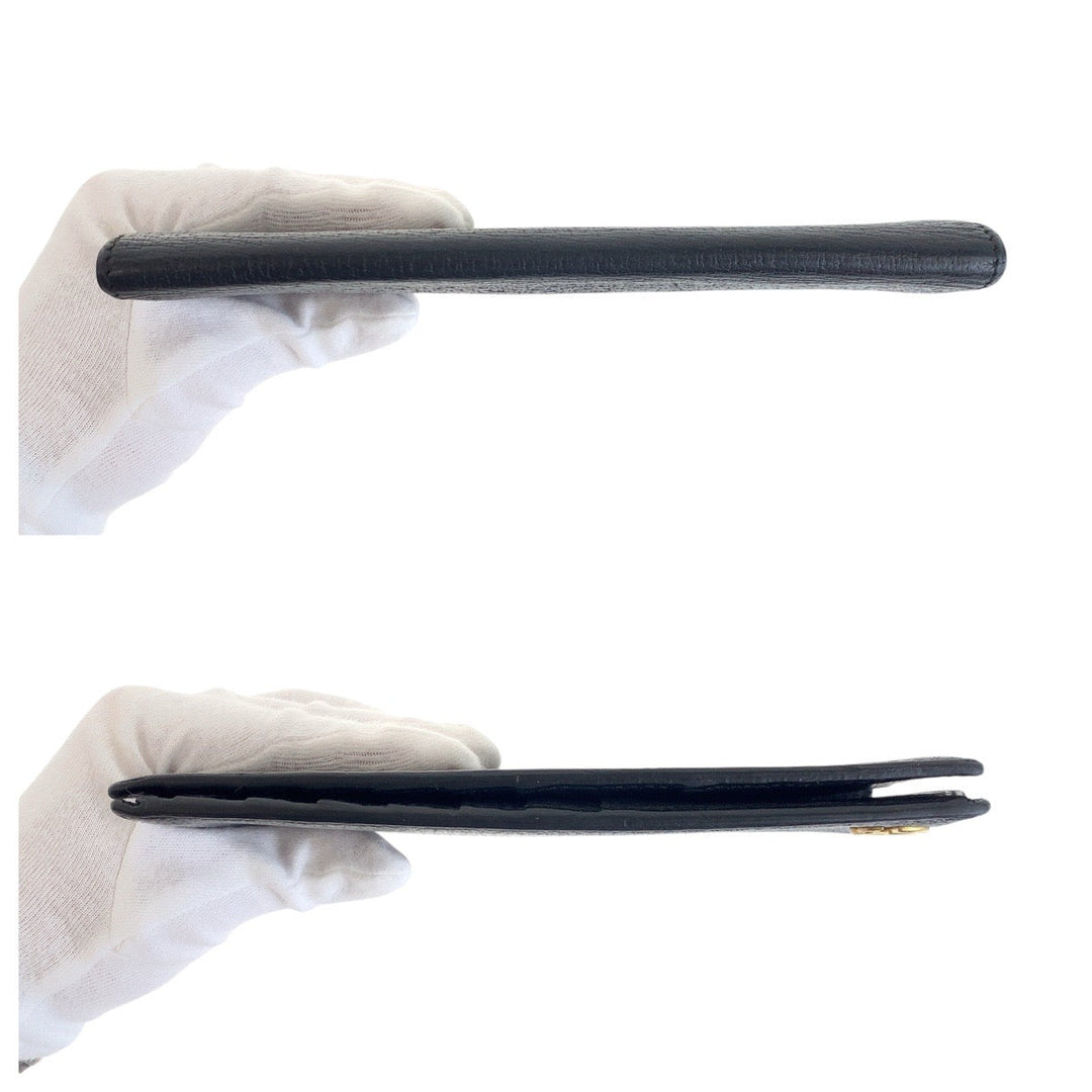 GUCCI Long Wallet Purse 459133 leather Black GoldMetal GG Marmont