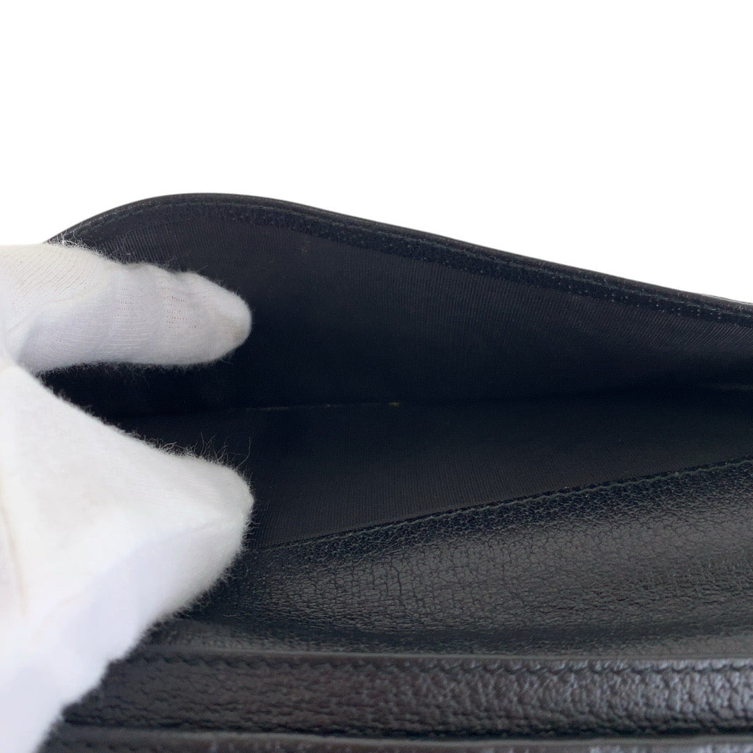 GUCCI Long Wallet Purse 459133 leather Black GoldMetal GG Marmont