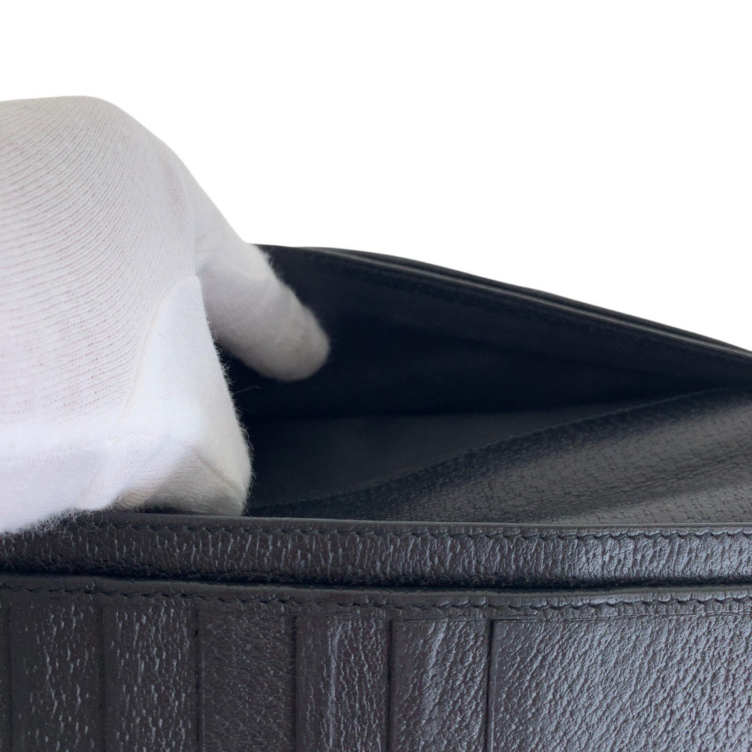 GUCCI Long Wallet Purse 459133 leather Black GoldMetal GG Marmont