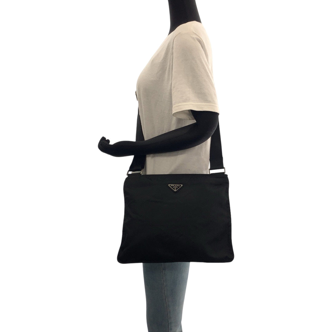 PRADA Shoulder Bag VA0053 Nylon black Shoulder Bag Messenger bag Test Triangle With logo mens Used Authentic
