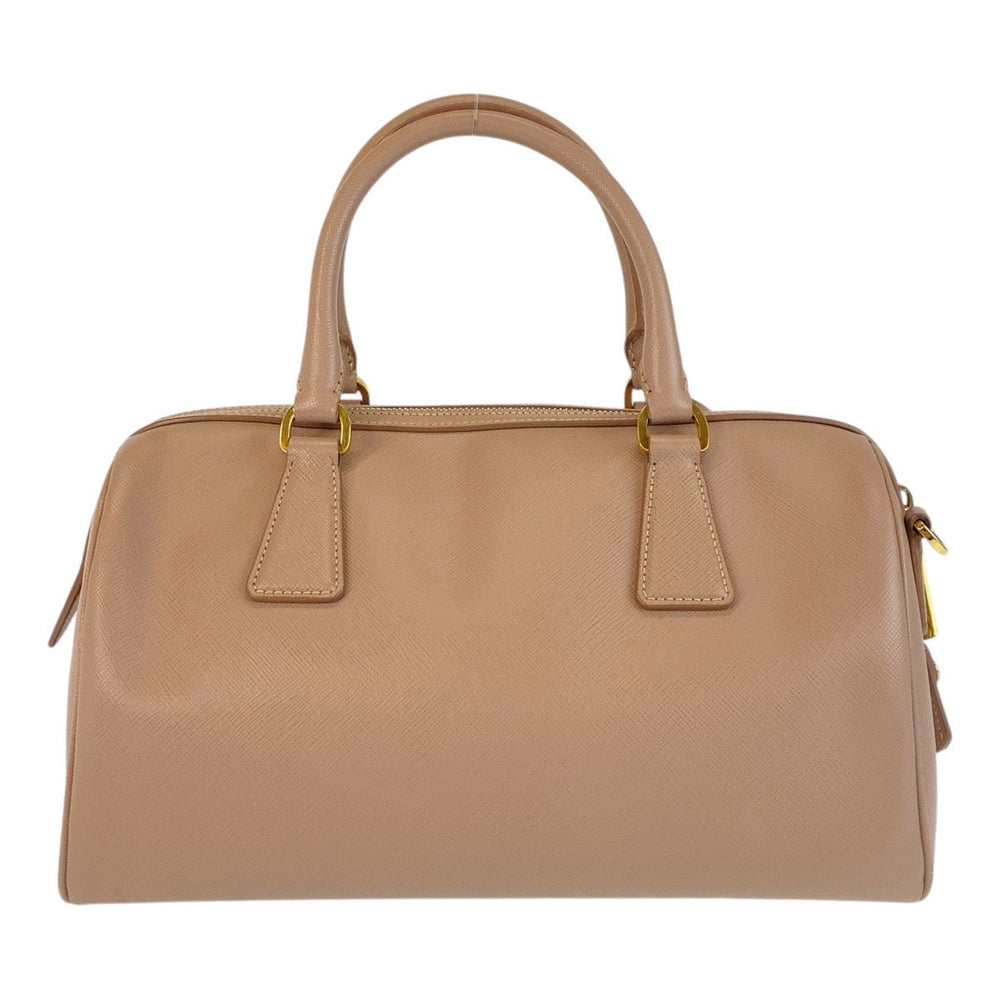 PRADA Handbag leather Pink Beige Gold Metal Handbag Shoulder Bag 2way Safiano Triangle With logo Women Used Authentic