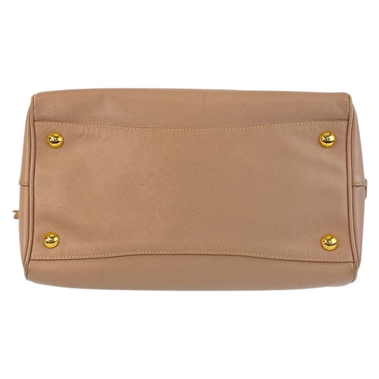 PRADA Handbag leather Pink Beige Gold Metal Handbag Shoulder Bag 2way Safiano Triangle With logo Women Used Authentic