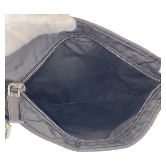 PRADA Shoulder Bag Nylon Black SilverMetal Shoulder Bag Messenger bag Test Triangle With logo Women Used Authentic