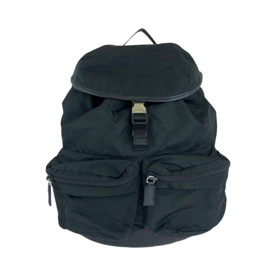 PRADA Backpack Nylon black Backpack Unisex Test Triangle With logo mens Used Authentic