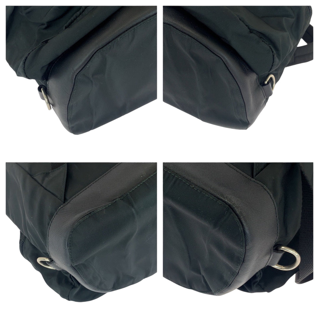 PRADA Backpack Nylon black Backpack Unisex Test Triangle With logo mens Used Authentic