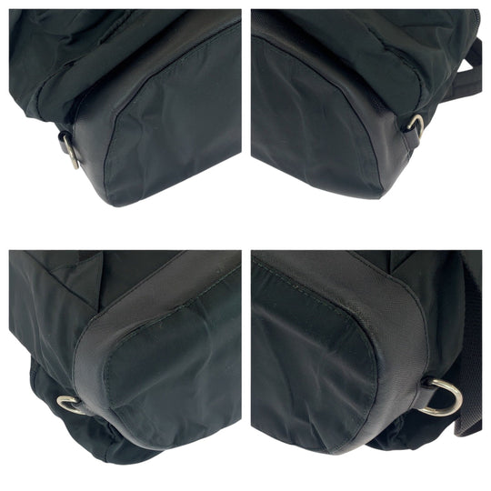 PRADA Backpack Nylon black Backpack Unisex Test Triangle With logo mens Used Authentic