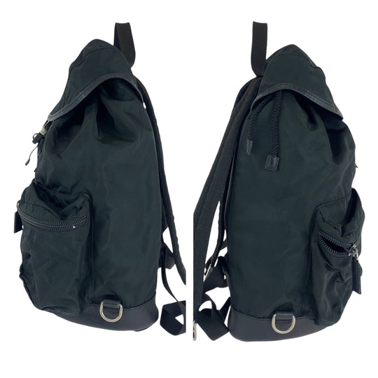PRADA Backpack Nylon black Backpack Unisex Test Triangle With logo mens Used Authentic