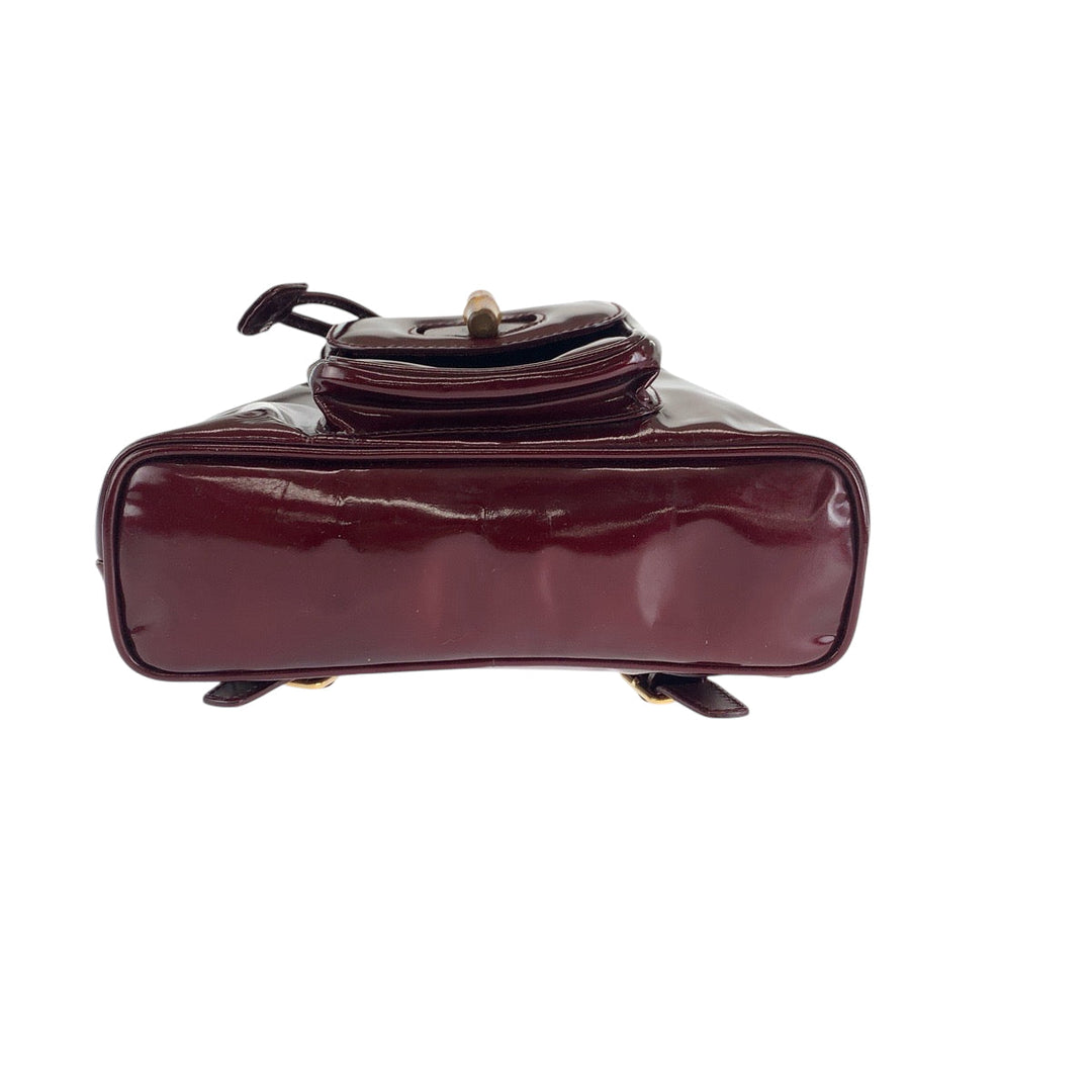 GUCCI Backpack 003 1998 0030 Patent leather wine red brown Backpack Backpack Bamboo Women Used Authentic