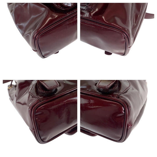 GUCCI Backpack 003 1998 0030 Patent leather wine red brown Backpack Backpack Bamboo Women Used Authentic