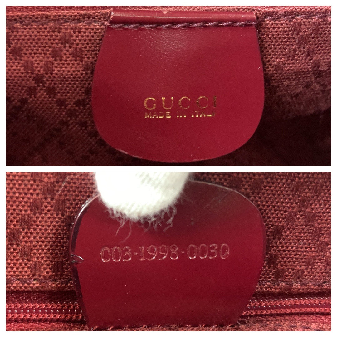 GUCCI Backpack 003 1998 0030 Patent leather wine red brown Backpack Backpack Bamboo Women Used Authentic