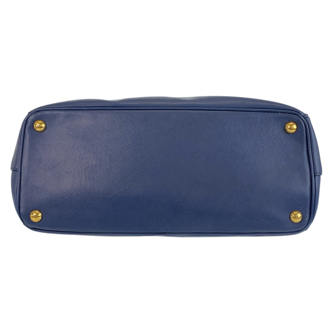 PRADA Handbag leather Blue GoldMetal Handbag Shoulder Bag 2way Safiano Galleria TriangleWith logo Women Used Authentic