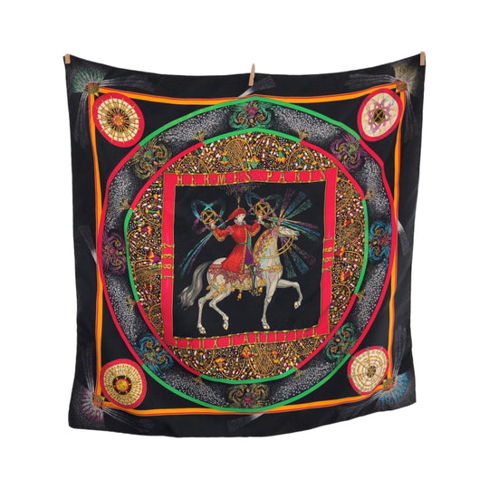 HERMES scarf silk multicolor Scarf Large Scarf Carre90 150th Anniversary FEUX D' ARTIFICE mens Used Authentic