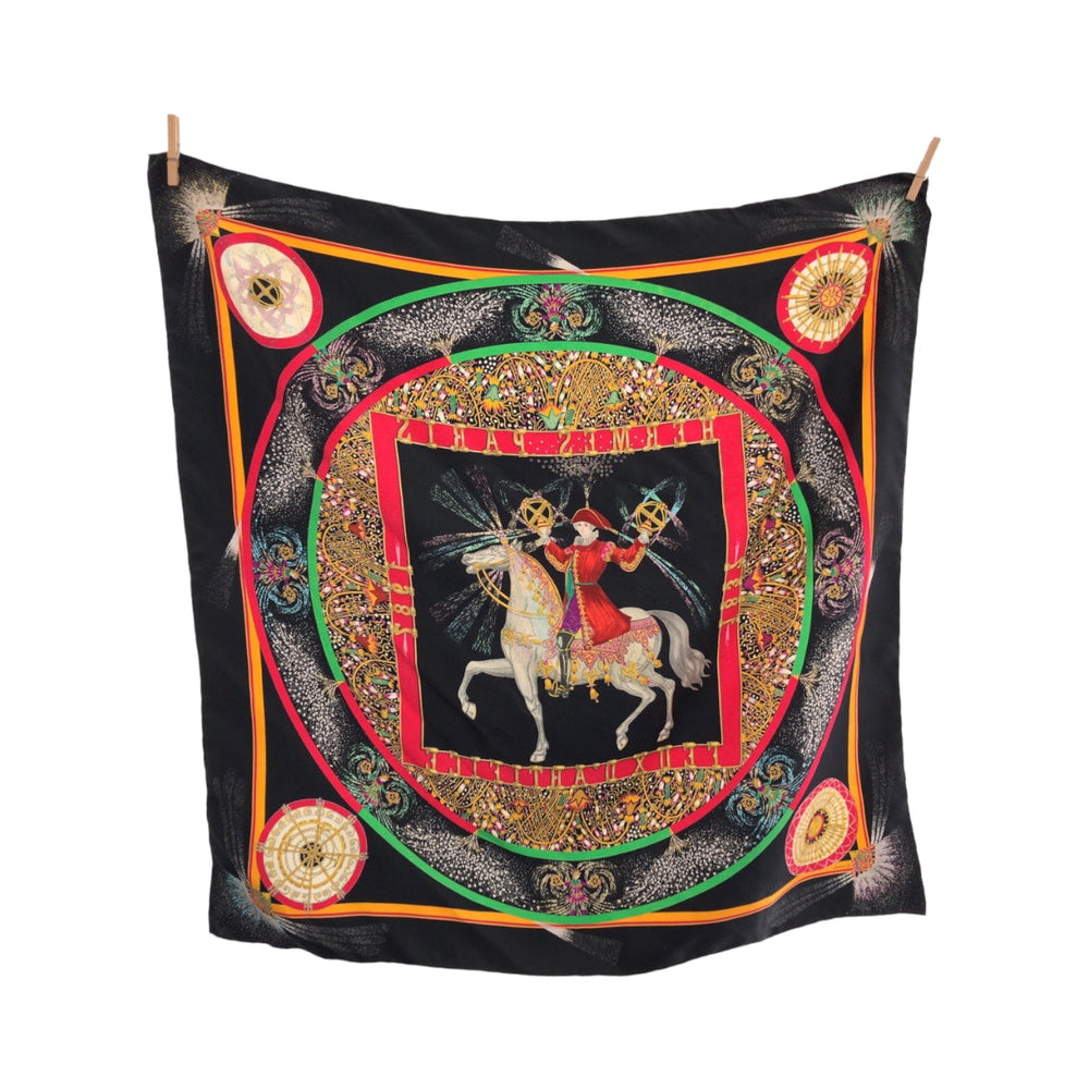 HERMES scarf silk multicolor Scarf Large Scarf Carre90 150th Anniversary FEUX D' ARTIFICE mens Used Authentic