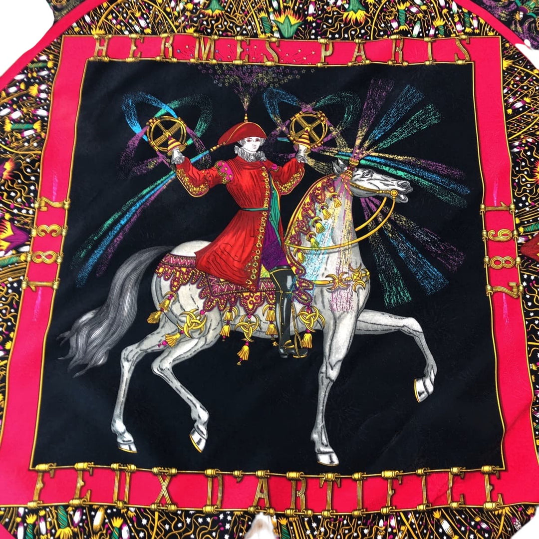 HERMES scarf silk multicolor Scarf Large Scarf Carre90 150th Anniversary FEUX D' ARTIFICE mens Used Authentic