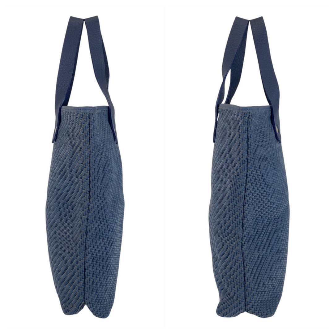 HERMES Tote Bag Polyester, Leather Blue Silver Metal Tote Bag handbag Amedaba Diago PM Women Used Authentic