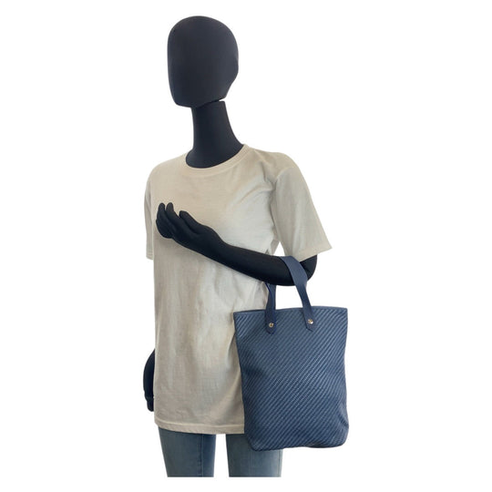 HERMES Tote Bag Polyester, Leather Blue Silver Metal Tote Bag handbag Amedaba Diago PM Women Used Authentic