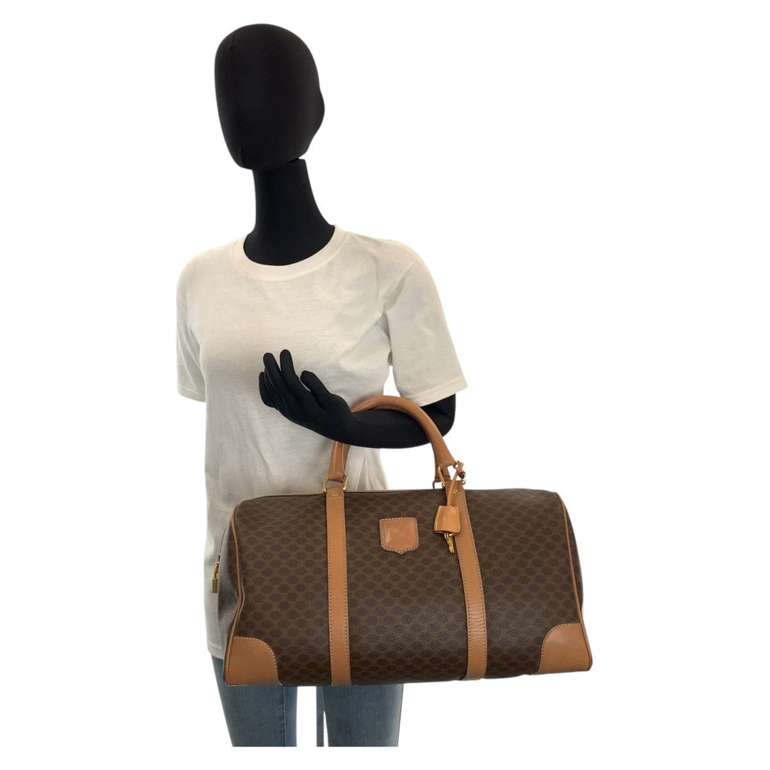 CELINE Boston Duffel bag PVC, Leather Brown Gold Metal Boston Duffel bag Travel bag Macadam Women Used Authentic